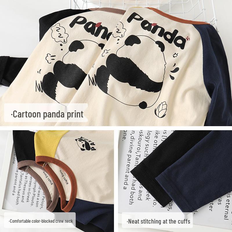 Right Europe Kids' Panda T-shirt: Antibacterial Spring/Autumn Base Layer for Infants & Children