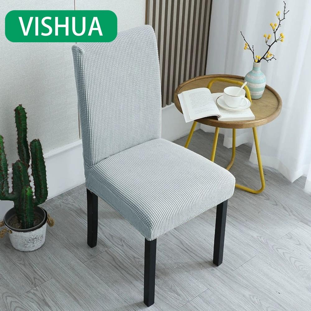 Universal-Passform Stretchstoff Stuhlbezug mit verdicktem Kissen für Esszimmerstühle und Hocker
