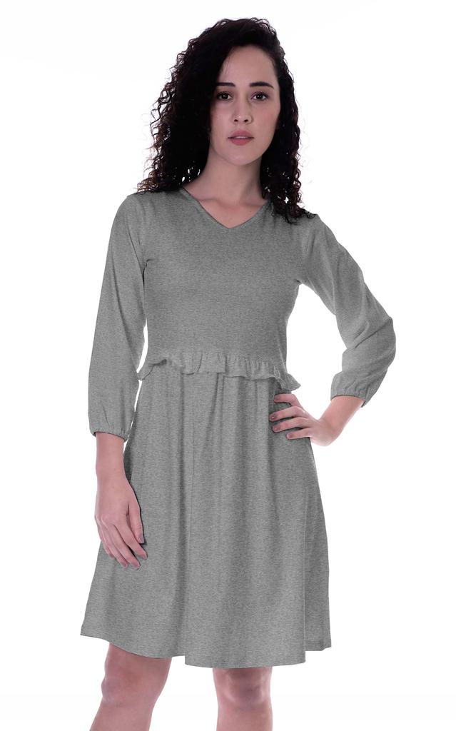 Moomaya Kleid mit langen Ärmeln und geraffter Taille, lässig, fließend, schwingend