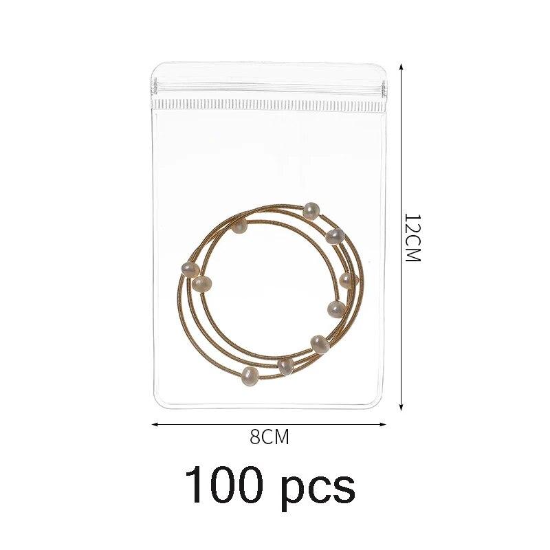 100 PCS PVC Self Sealing Jewelry Bag Thick Necklace Bracelet Ziplock Bag Ring Storage Holder Bag Storage Anti-oxidation Bag