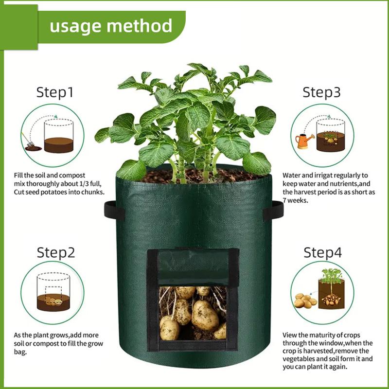 Potato Planting Bag Vegetable Garden Pots Garden Grow Bags Thickened Garden Supplies Vegetable Plant Bag Gardening Accessories