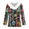 Women's Casual Fashion Long Sleeve Christmas Printed Flannel Collar Top