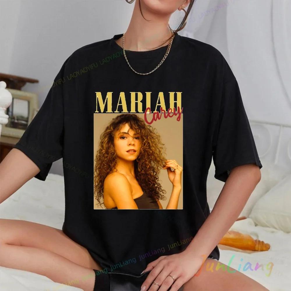 Maglietta Hip Hop Musicale Mariah Carey unisex Mistero casual girocollo manica corta Harajuku Y2K abbigliamento classico