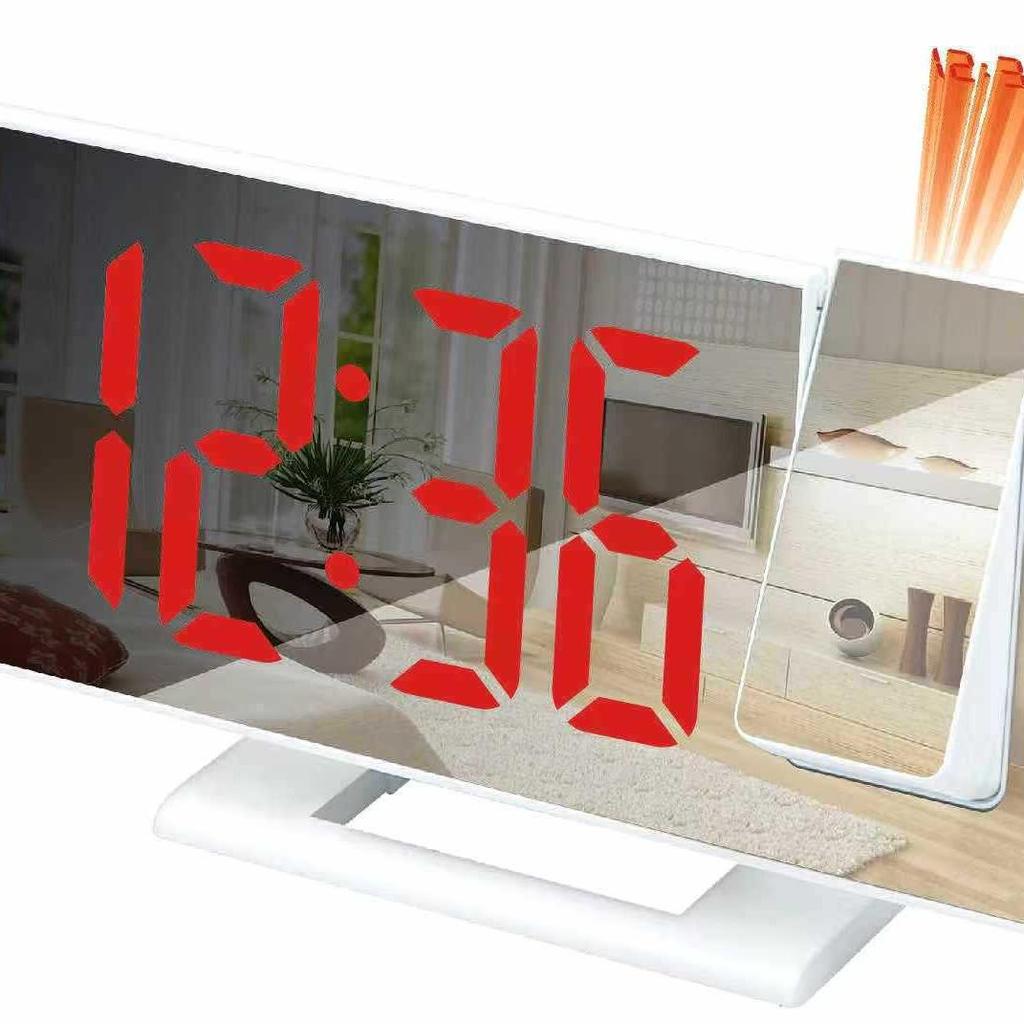 Large Screen LED Projection Alarm Clock with Mirror Display, Multifunctional Digital Clock 3618LP