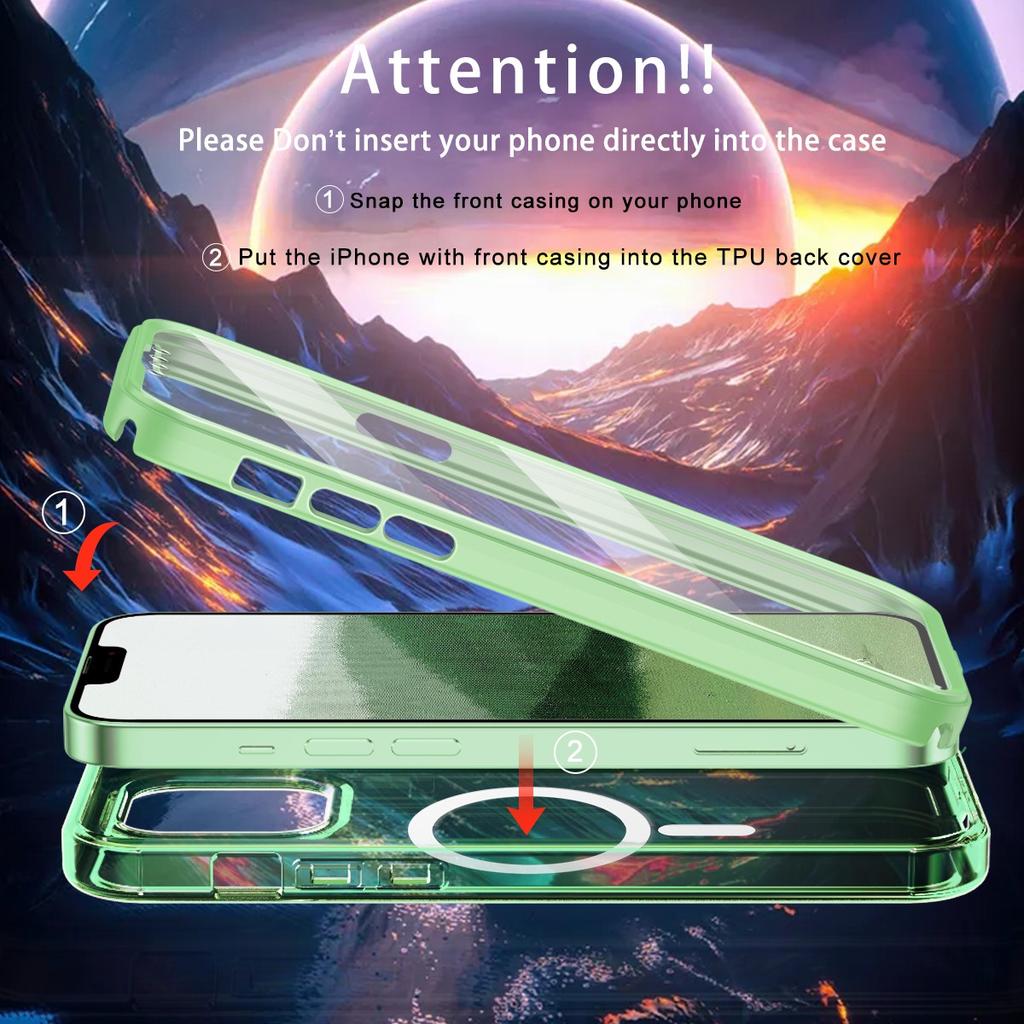 For iPhone 11 Clear Case Front/Back Full Protection Phone Shell Compatible with MagSafe