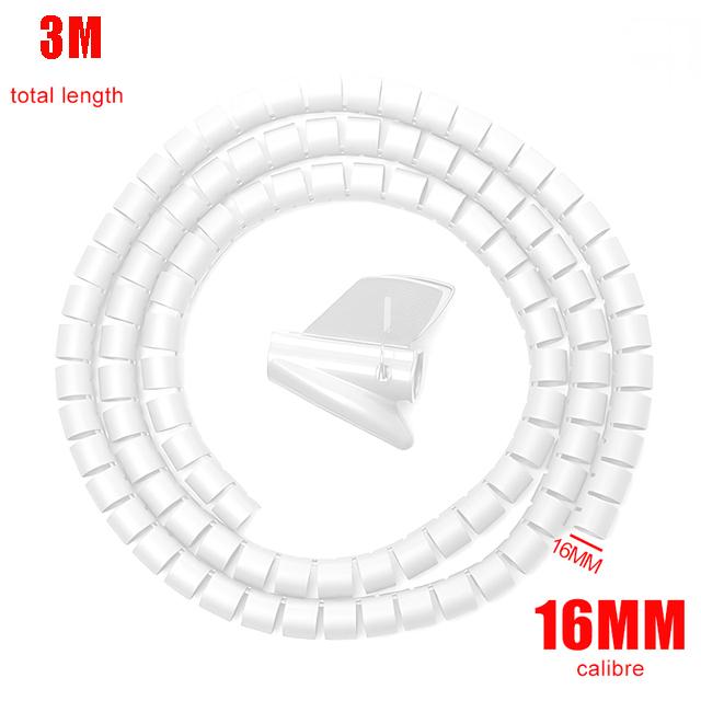 Black Cable Wire Protector Cable Organizer Management Pipe Flexible Wire Wrap Line Coiled Tube Office Cord Sleeve Cover 3M
