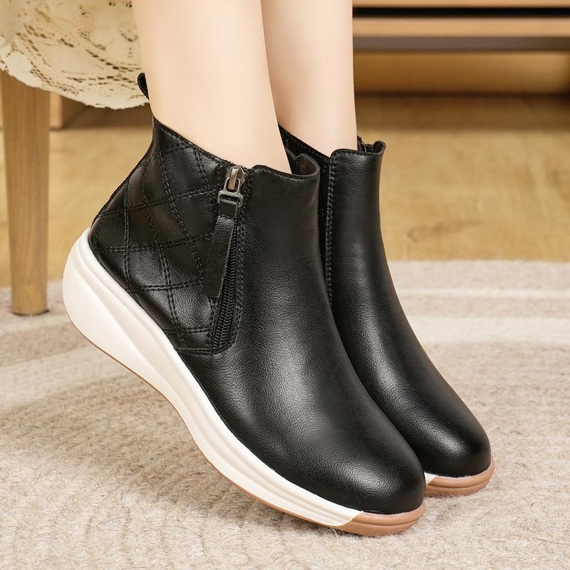 

Mid Top New Thick Soled Sloping Heel Height Increasing Women s Mom Boots 41 чорний