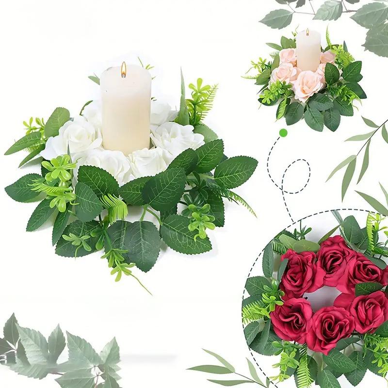 

1 шт. Цветы камелии, свечи, кольца, подсвечник, гирлянда из роз, шелковые цветы, искусственный венок