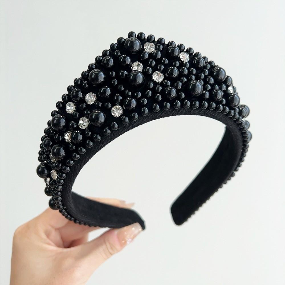 Baroque Fabric Hair Bands Elastic Hair Hoop New Pearl Headband Headwear