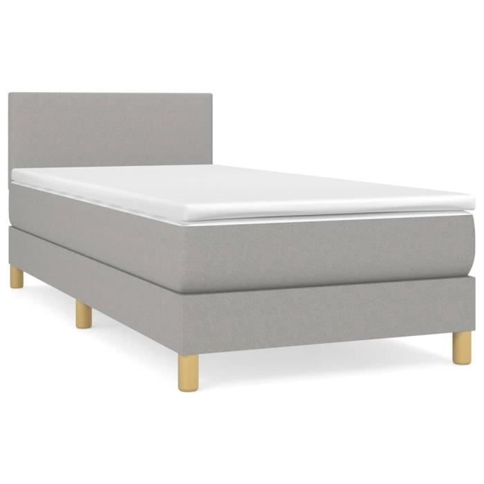 3140409 vidaXL Divan Bed with Mattress Light Grey 80x200 Cm Fabric