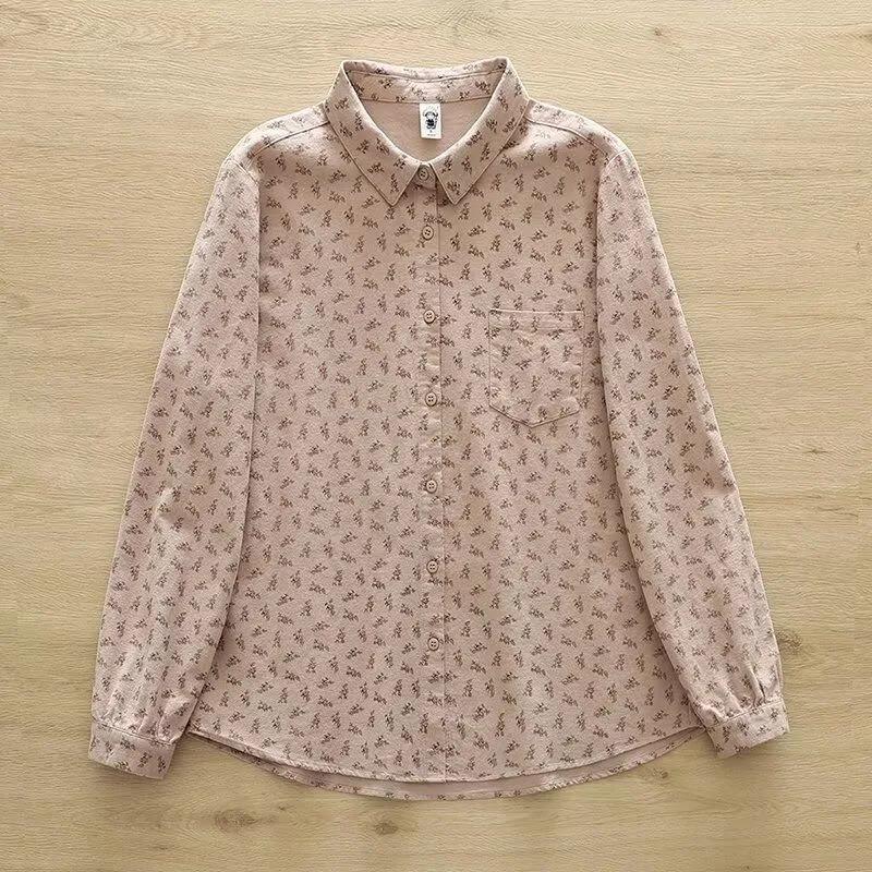 women floral print shirt turn down collar long sleeve button down casual blouse
