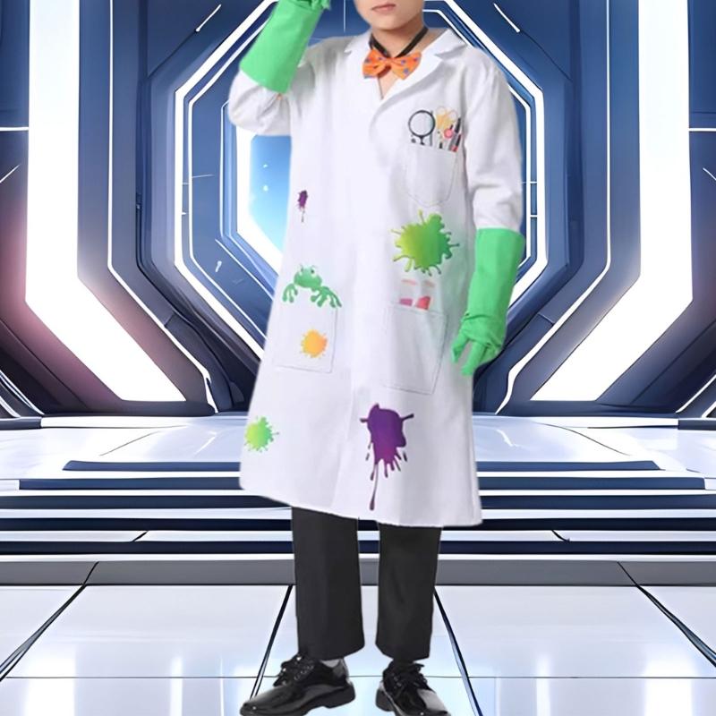 Doplňky kostýmu Šíleného vědce Zpátky do budoucnosti Plášť šíleného vědce Brýle Kravata Halloweenský Cosplay kostým