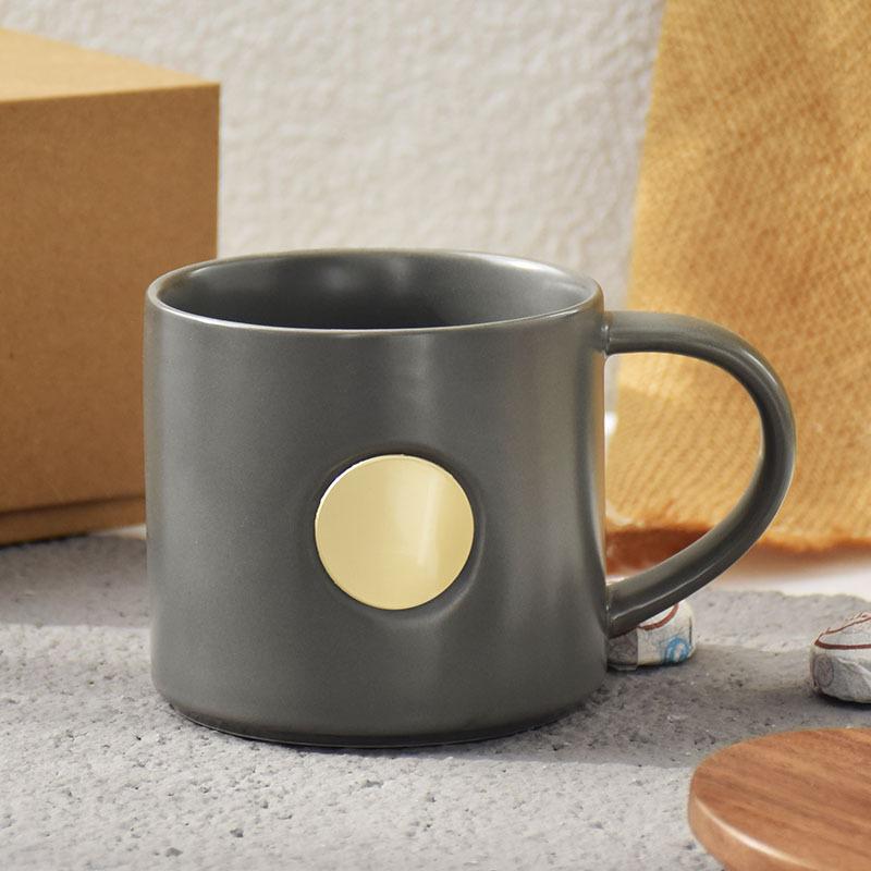 Korean Copper Seal Cup Couple Ceramic Cup Korean Simple Copper Seal High-End Office Home Coffee Cup