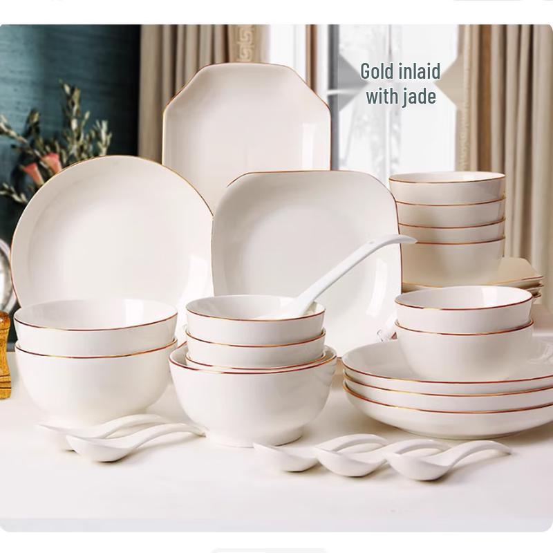 Taisun 4.3-inch Japanese Ceramic Bowls with Gold Rim (8-Pack)