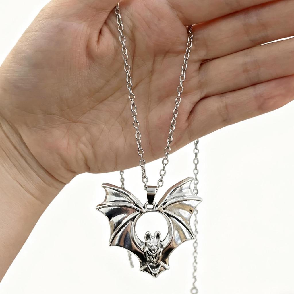 Exaggerated Gothic Bat Stainless Steel Necklace - Vampire Bat Halloween Gift