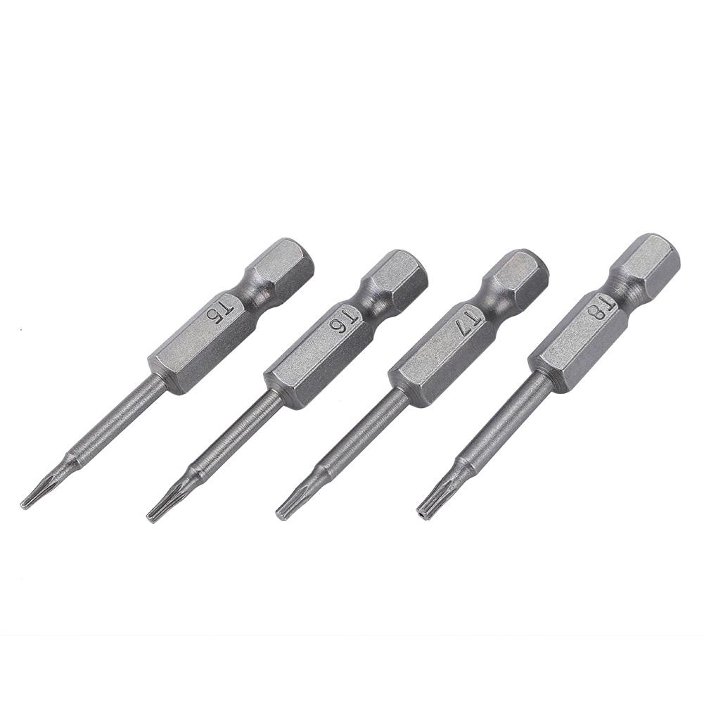 12Pcs Chrome Vanadium Steel 1 4in Hex Shank T5 T40 Magnetic Security Star Screwdriver Bits