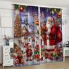 Set Of 2 Christmas Tree Reindeer Santa Claus Gift Print Curtains Pole Bag Home Decoration Room Curtain Polyester