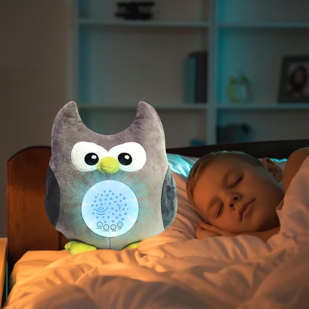 Kid Sleep Soother Pillow Newborn Sleep Aid Sound Machine Starry Projector Stuffed Animal Plush Toy Musical Soother Plush Cuddly
