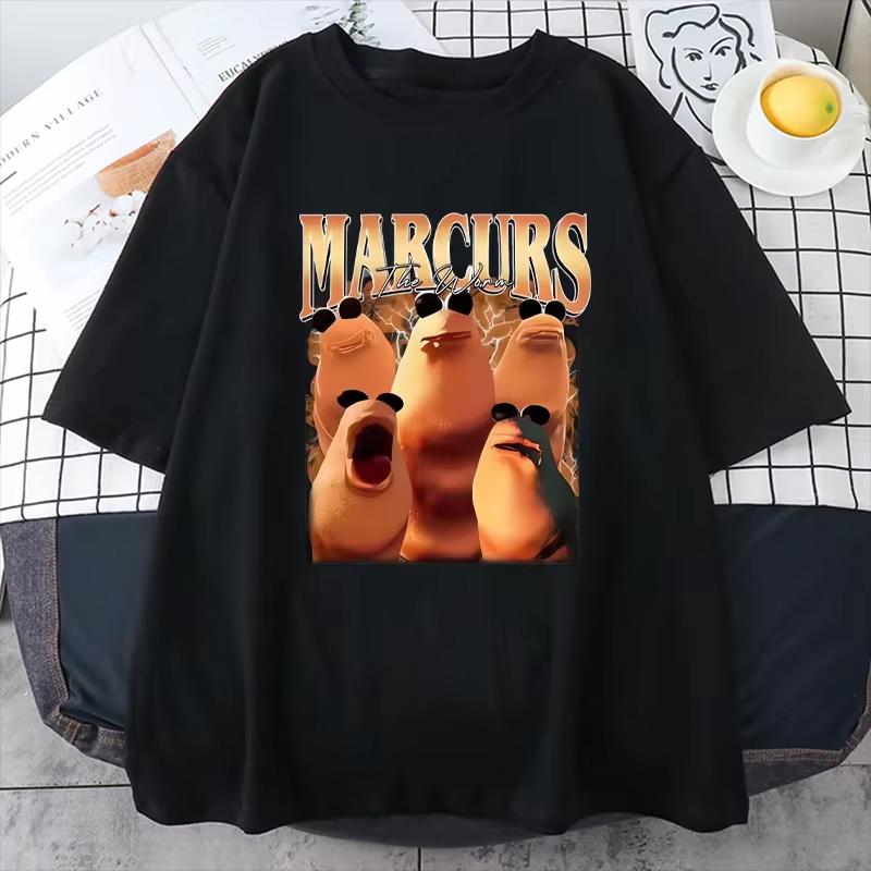Funny Marcus The Worm Meme T-shirt Men's Women's Fashion Plus Size Tops High Quality Short Sleeve Cotton Hip Hop Streetwear