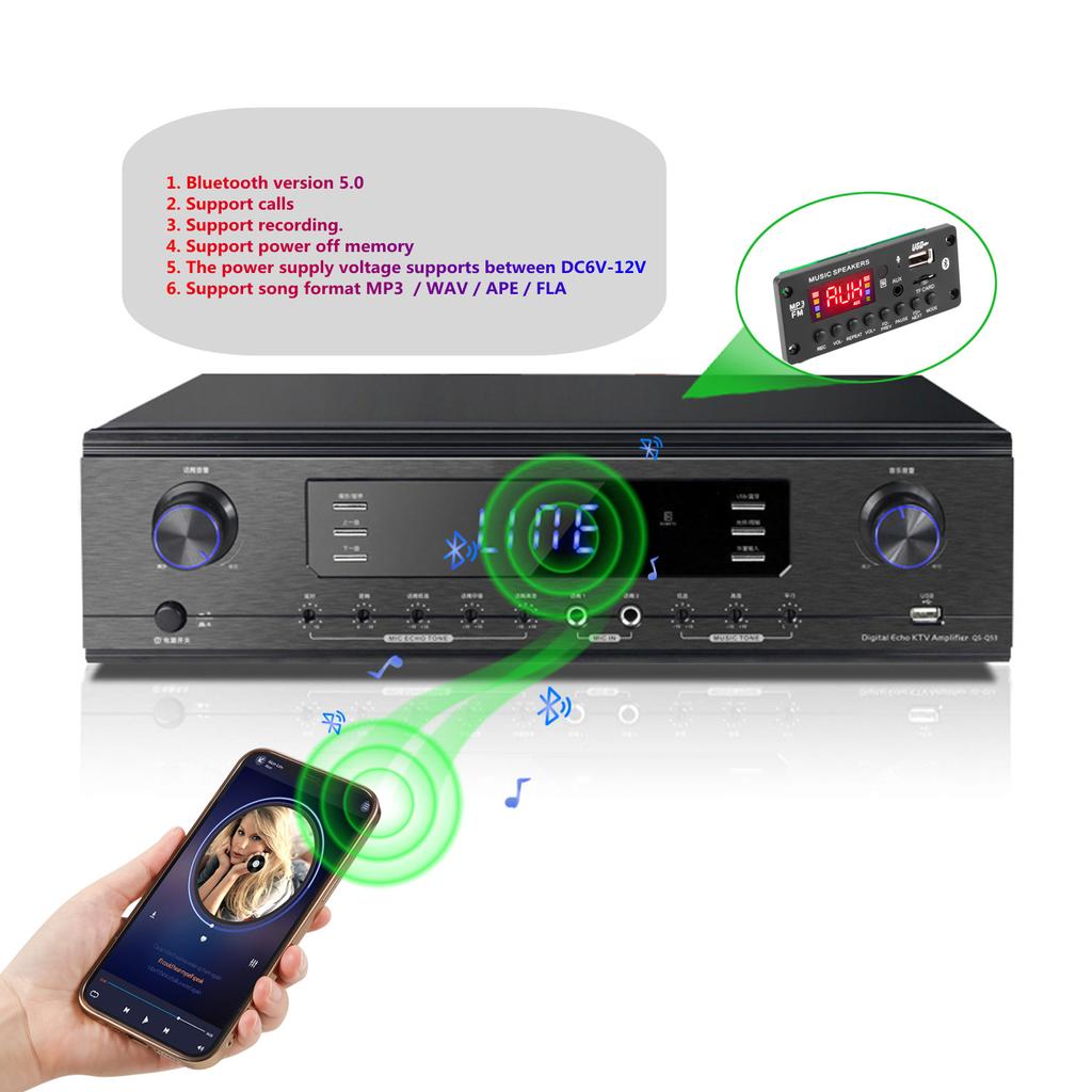 Car MP3 Decoder Board 2*25W 50W Bluetooth 5.0 Amplifier Music Audio Player FM Radio Module Support Folder Switching DC 7V-15V