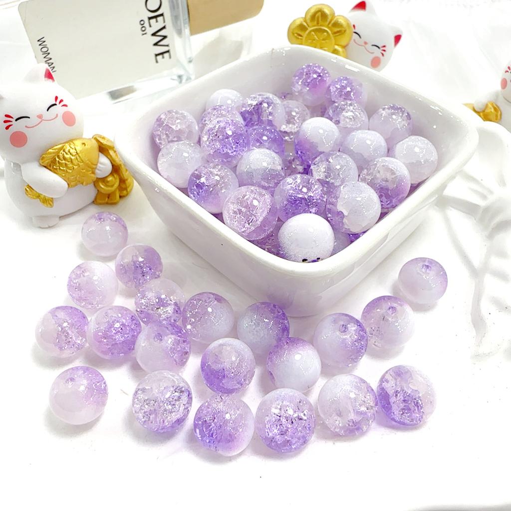 10mm Crackle Glass Round Beads, Loose Spacer Beads DIY Accessories for Bracelet Making 50pcs