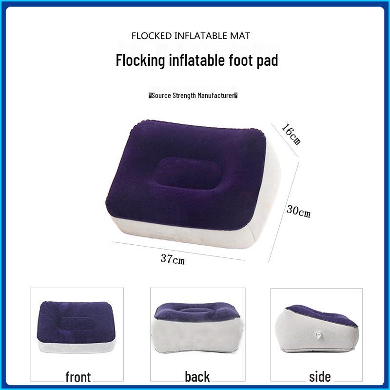 Inflatable PVC Flocked Travel Foot Rest for Car and Airplane