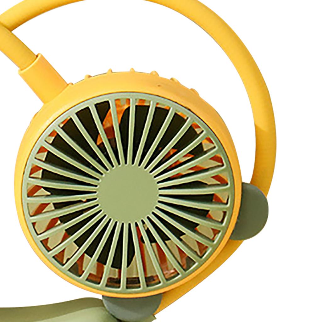 Portable Neck Fan Bendable Wearable USB Rechargeable Hand Free Mini Hanging Fan for Office Travel Yellow