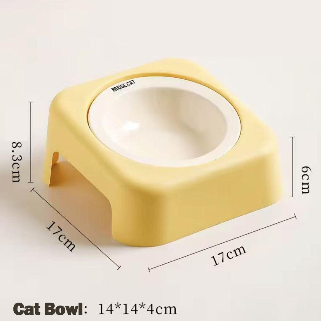 

1pc Cat Bowl Ceramic Food Bowl Plastic Holder Neck Protection Dog Food Bowl Anti Tilt Pet Feeding Bowl жёлтый