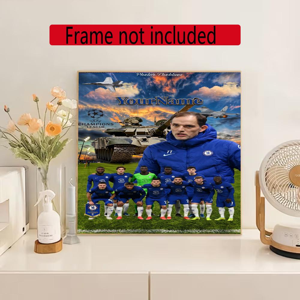 Chelsea Fc Customize Your Name Diamond Painting Round Diamond Diy Frameless Holiday Artwork Suitable For Home Office Wall Decoration