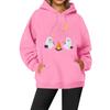 Women's Casual Fashion Solid Color Rugby Print Long Sleeve Hooded Sweatshirt Top
