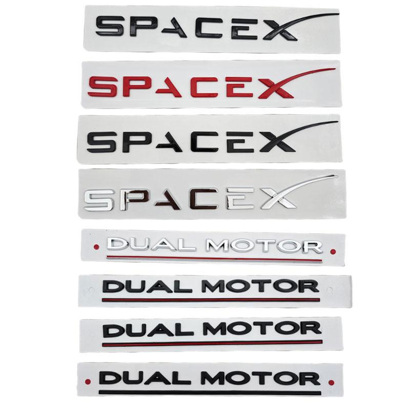 3d ABS Logo Space X Dual Motor Letters Sticker Car Rear Trunk Decal For Tesla Model Y S 3 X Emblem Badge Replacement Accessories