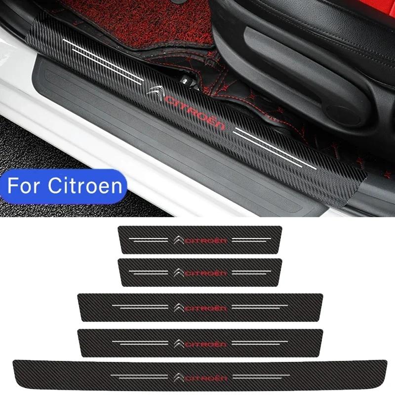 Carbon Fiber Car Door Sill Protector Sticker for Citroen C5 C3 C4 Picasso Sega C-Elysee Berlingo Xsara XR Aircross Anti-Scratch