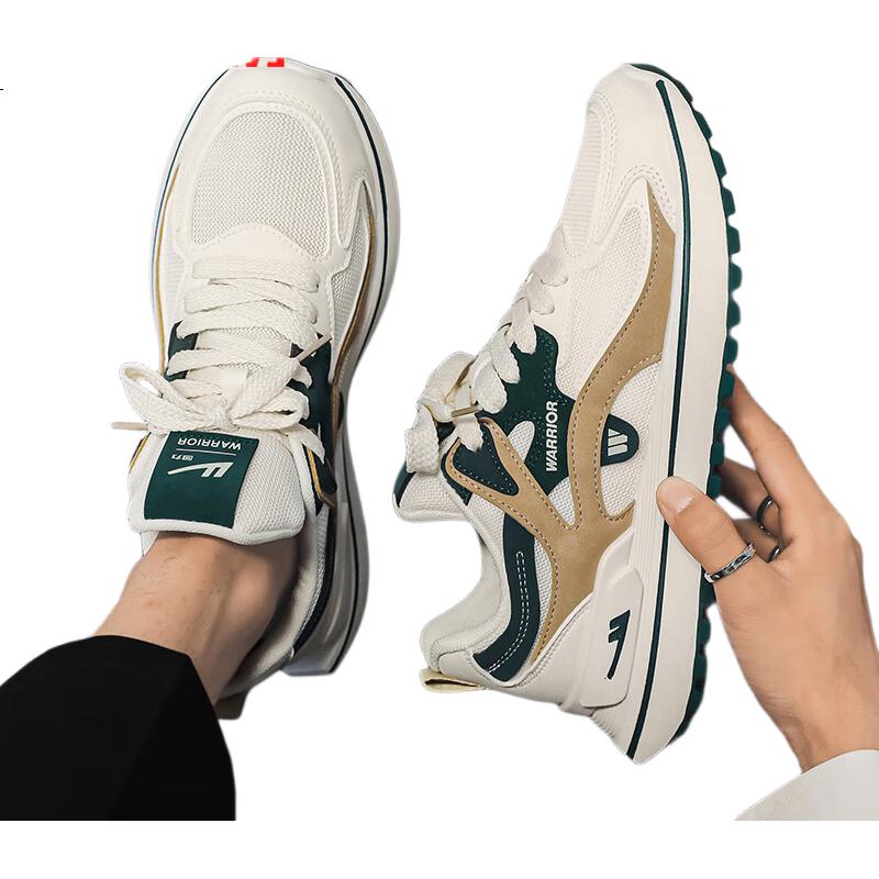 Huili Men's Soft-Soled Sneakers, New Spring 2026 Style Breathable WXY2341W, White-Green Size 43 (Single Mesh)