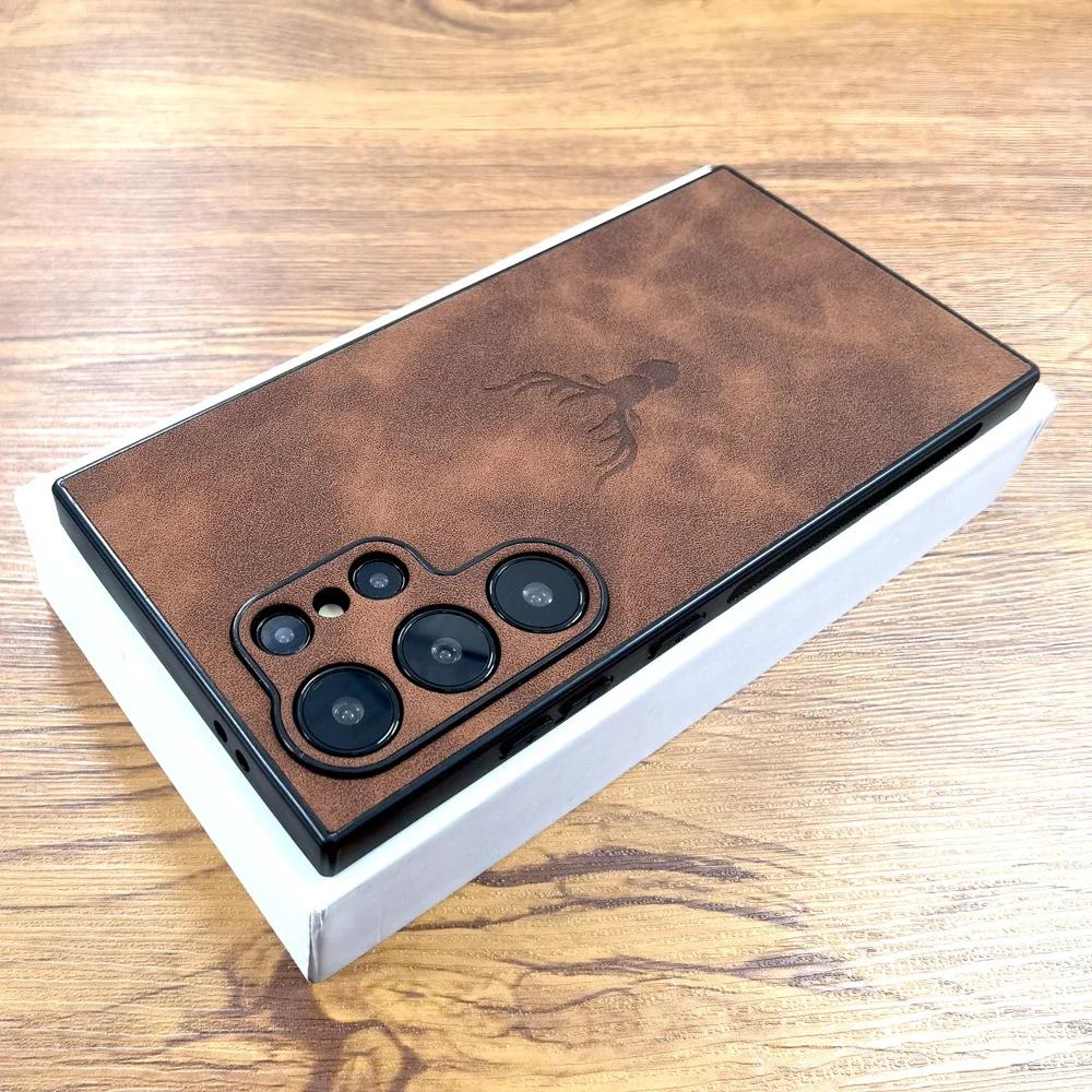 

Вінтажний шкіряний чохол для Samsung Galaxy S24 S23 S22 S21 Ultra Note 20 A55 A54 A53 A52 5G Cover For Samsung A55 темно-коричневого кольору
