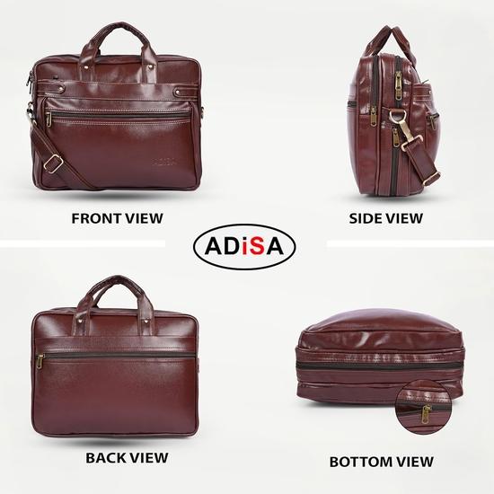ADISA Laptop Messenger Office Bag Briefcase for Work for Men (LB6051-BRO)