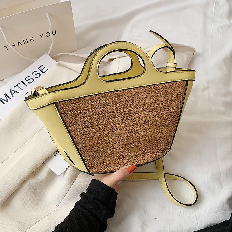 Retro Portable Fur Bag Substitute Vegetable Basket Bag Imitation Straw Pattern Women's Bag Handbag Dealer