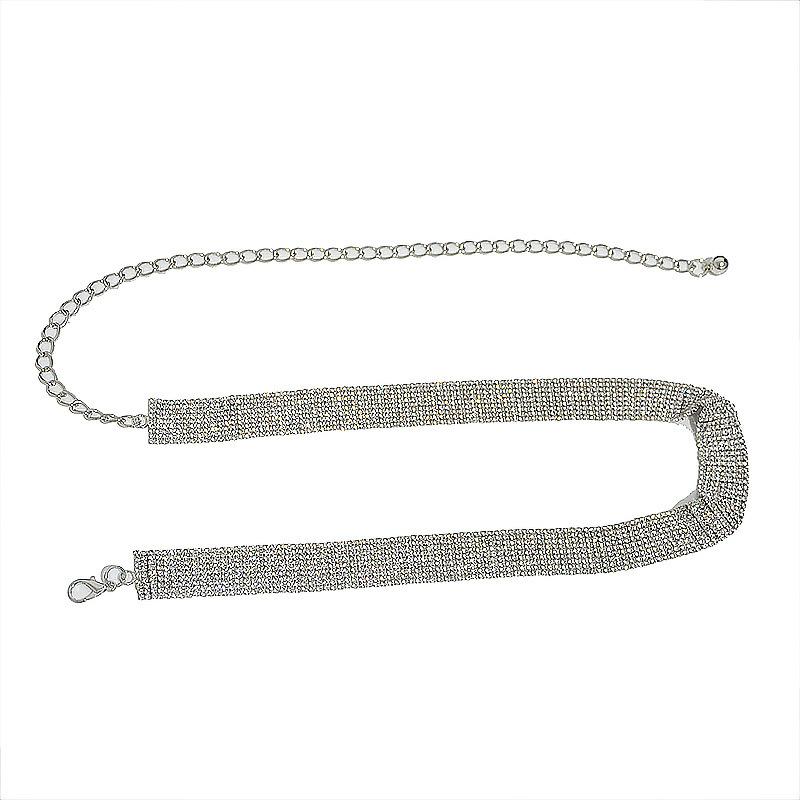 Wide Waist Metal Dress Belt Sexy Luxury Nine-row Rhinestone Diamond Metal Waist Chain