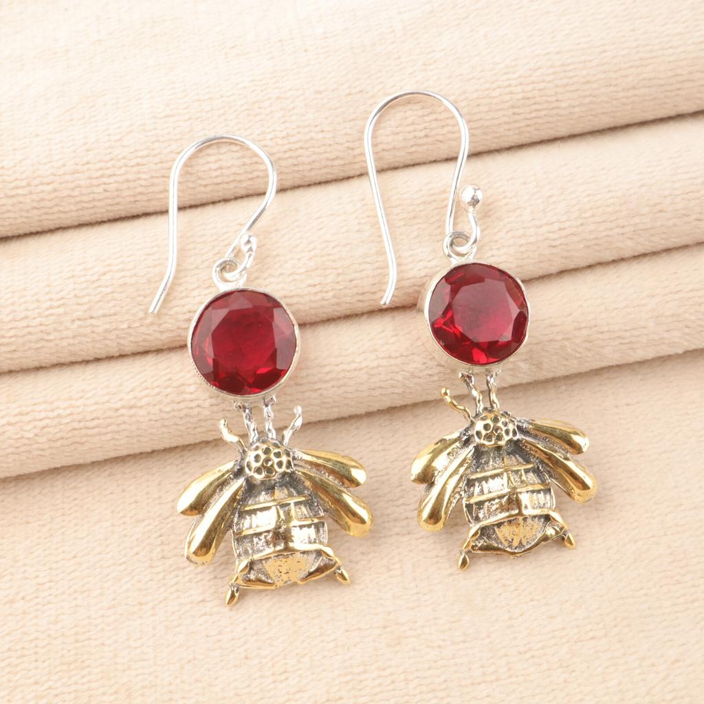 Pink Rubellite Gemstone 925 Sterling Silver Jewelry Handmade Dangle Earrings 2" EE-154-6