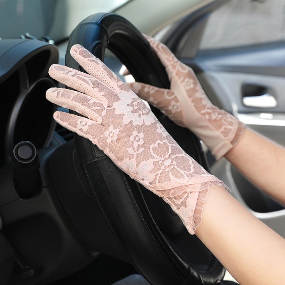 Sun Protection Lace Glove Thin Car Driving Mittens Elegant Touch Screen Gloves  Cycling