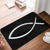 Jesus Fish Front Door Mat Anti-Slip Outdoor Quick Dry Christian Doormat Kitchen Balcony Entrance Rug Carpet
