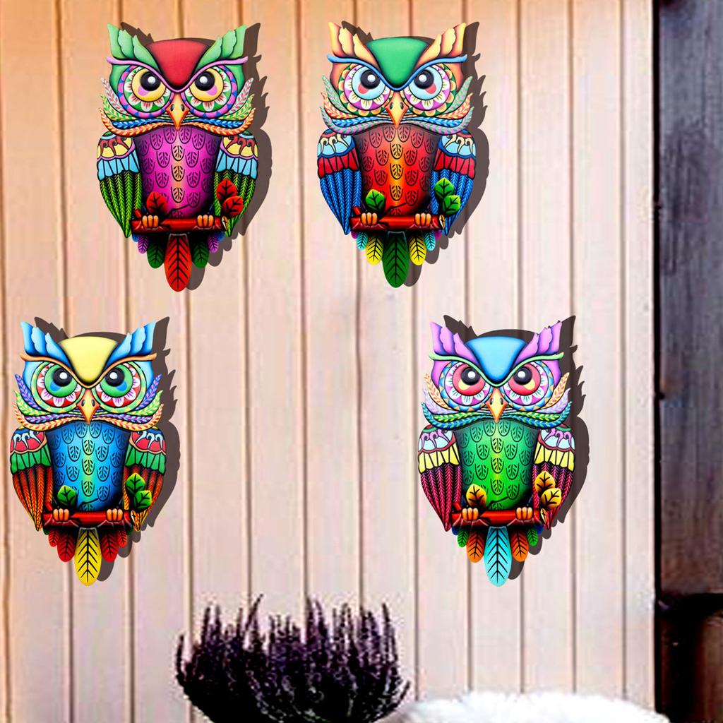 Metal Owl Wall Decorations Outside Garden Decoration Wall Statue Owl Wall Figurine Iron Material for Garden Fence Lawn