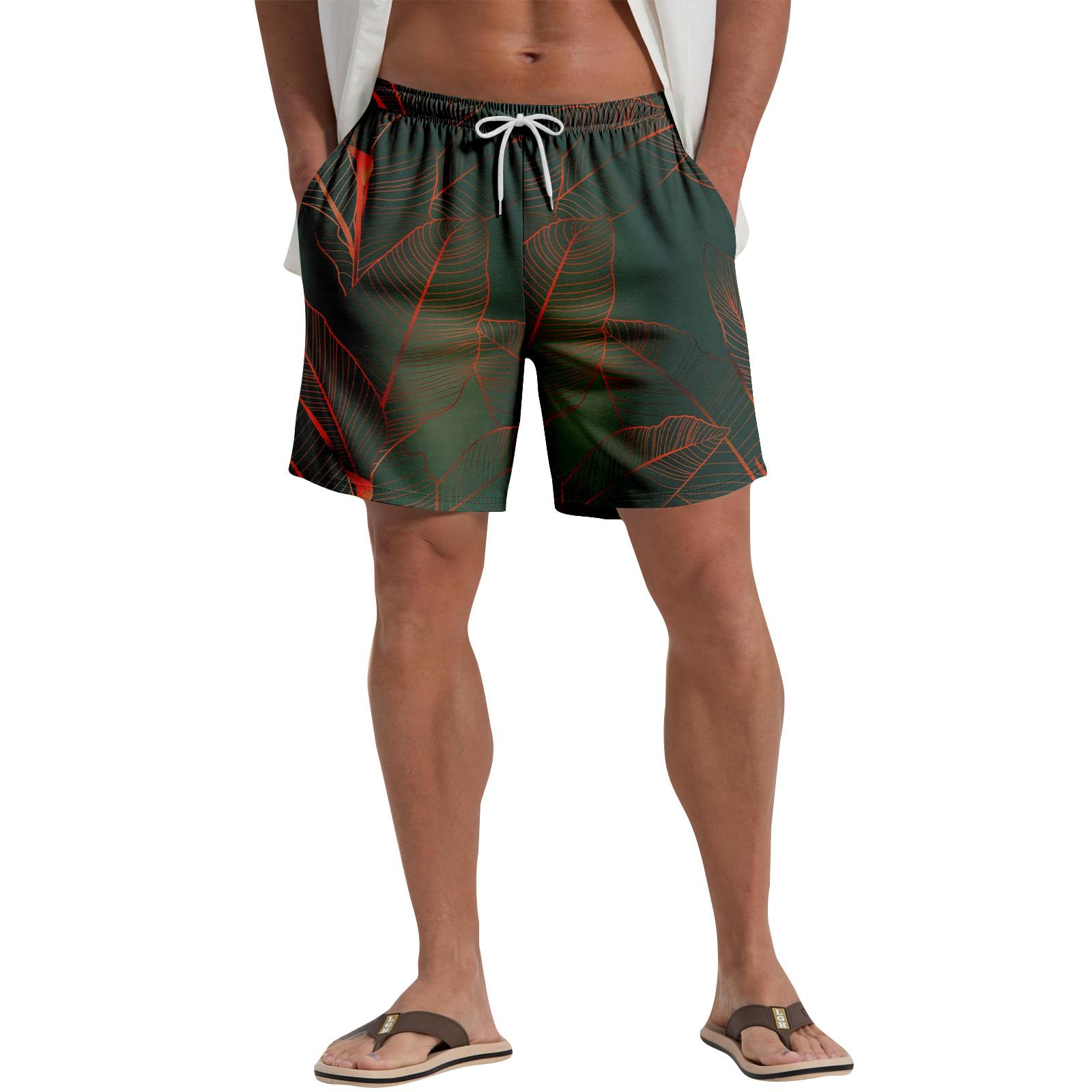 

Мужские повседневные пляжные шорты с гавайским растительным принтом XXL