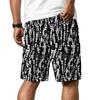 Men's Casual Corduroy Drawstring Shorts Gradient Pattern Elastic Waistband Lightweight Summer Beach Wear
