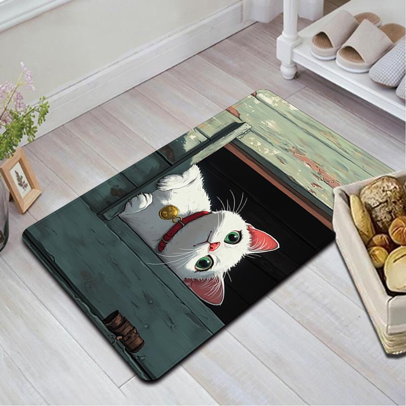 Little white cat pattern Rug Floor Mat for Living Room or Bedroom Soft and Comfortable Carpet a Gift for Birthday and Holiday.