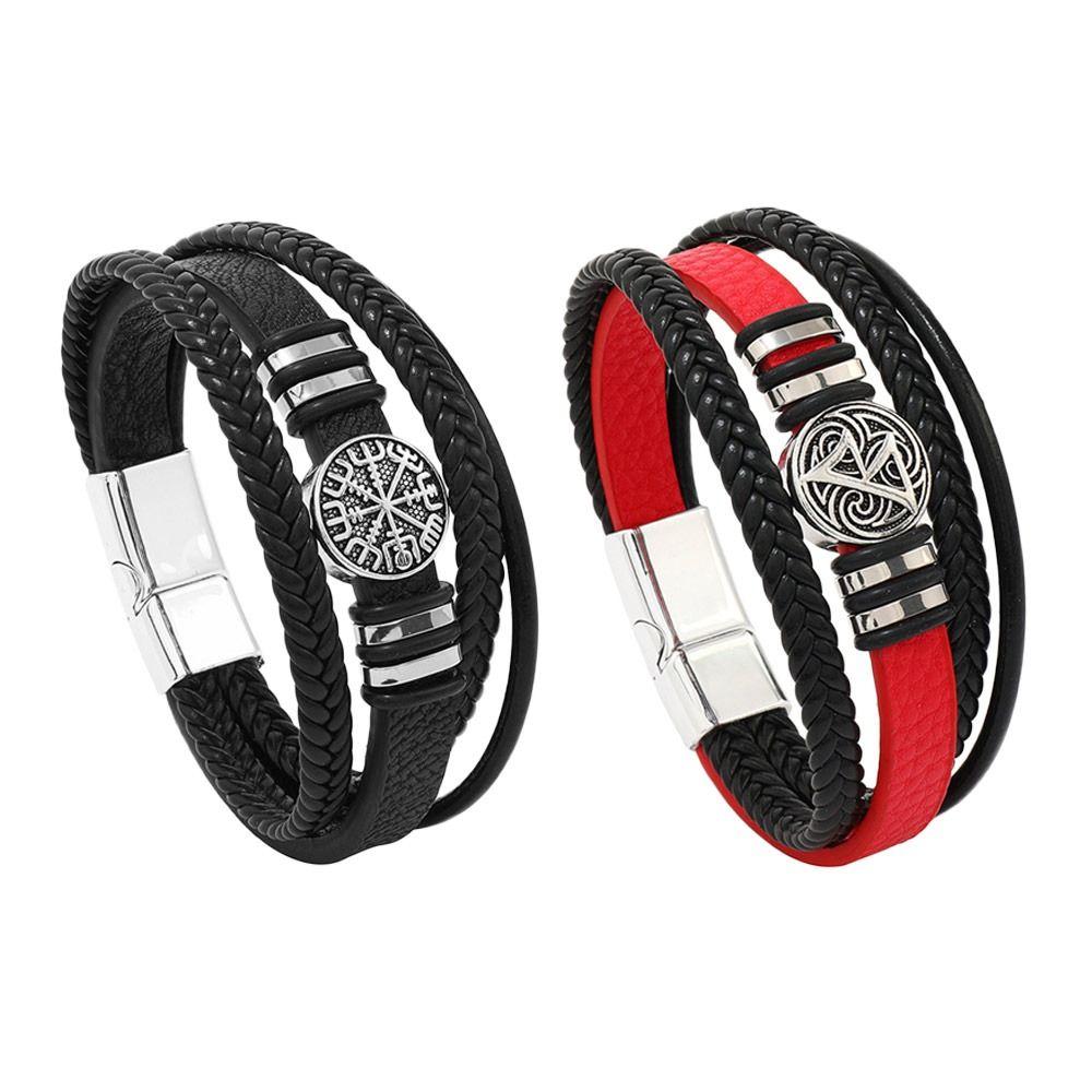 Multilayer Leather Bracelet Alloy Wrist Jewelry Trendy Braided Chain Bracelet  Men