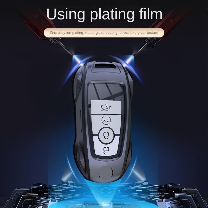 Metal Car Remote Key Case Cover Holder Shell Chain Fob for Ford New Mondeo Focus EVOS Escape Edge Explorer F-150 Mustang 2025