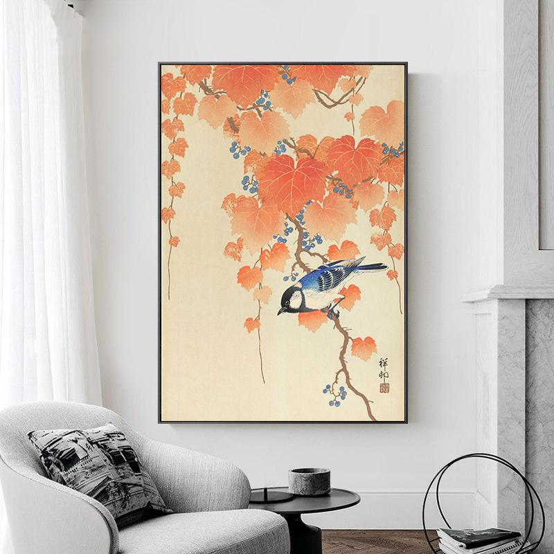 Bird On Branch Painting Vintage Japanese Wall Art Canvas Print Poster Spring Nature Picture for Living Room Home Decor Cuadros