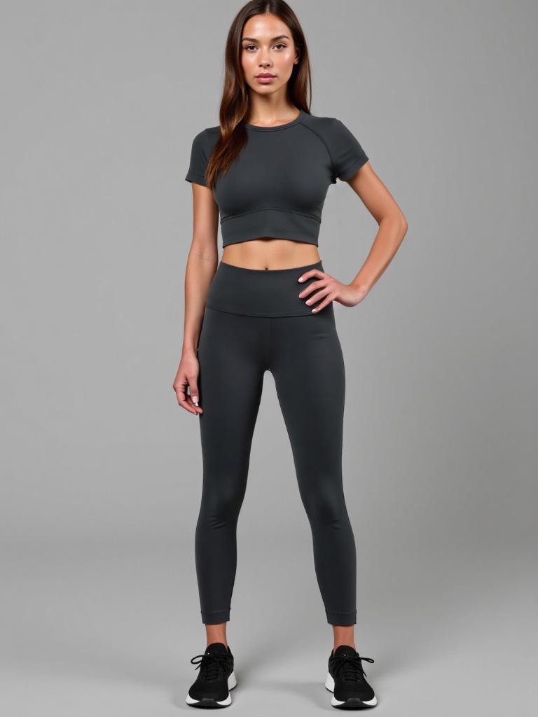 Pink Solid Color Short Sleeve Yoga Set - Two-Piece Summer Outfit