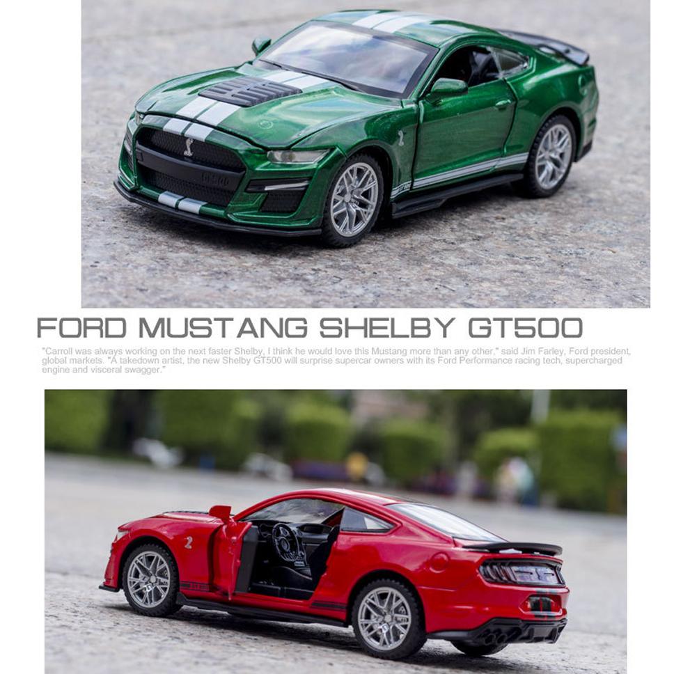 1/32 Scale Mustang Shelby GT500 Diecast Car Model Toy, Pull Back Toy Vehicle with Sound and Light for Kids Toddler Boys Girls Gift Collection