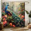 Decorative Tropical Peacock Floral Jungle Print Waterproof Luxury Shower Curtain for Modern Bathroom Decor Use